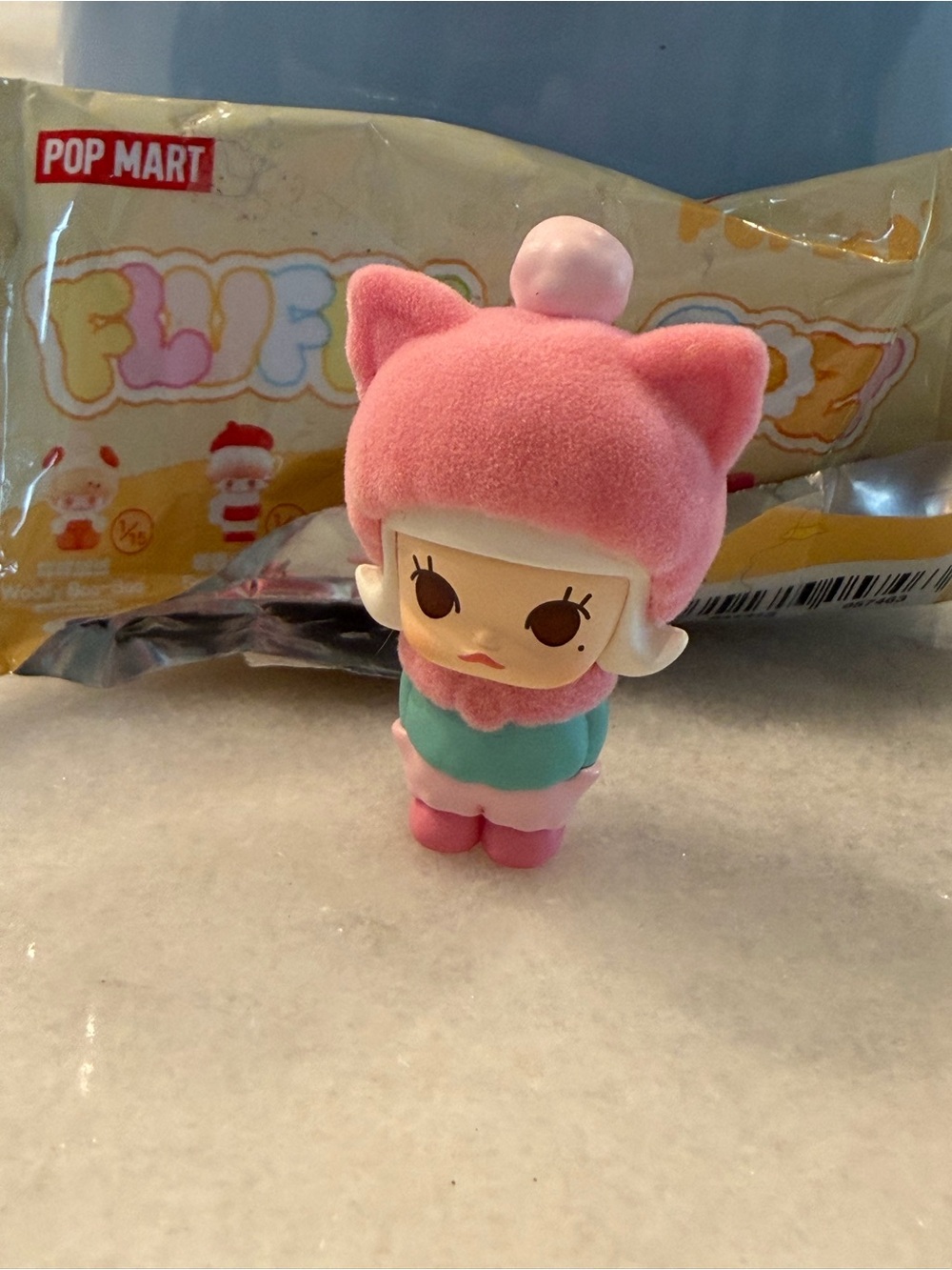 Pop Mart Fluffy Cozy Cute Pink Flocked Pop Bean